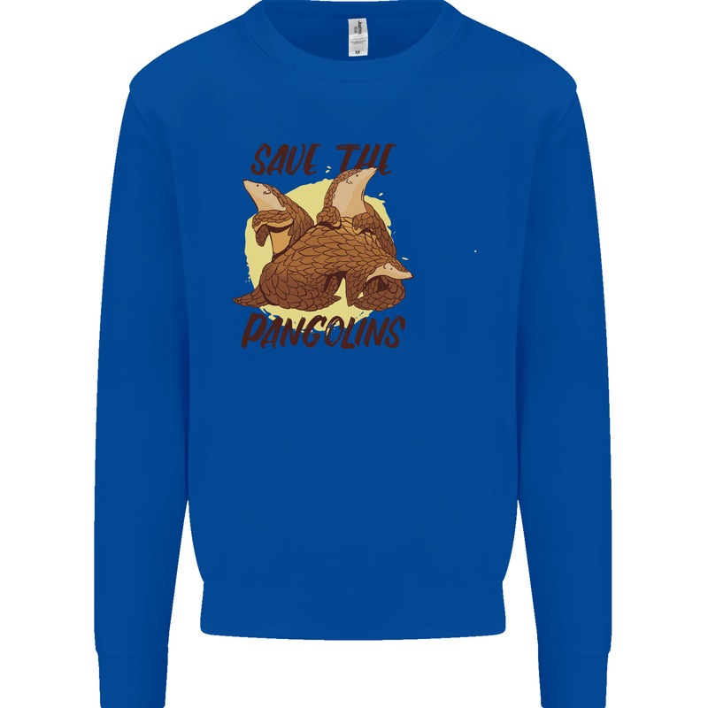 Save the Pagolins Environment Endangered Mens Sweatshirt Jumper Royal Blue