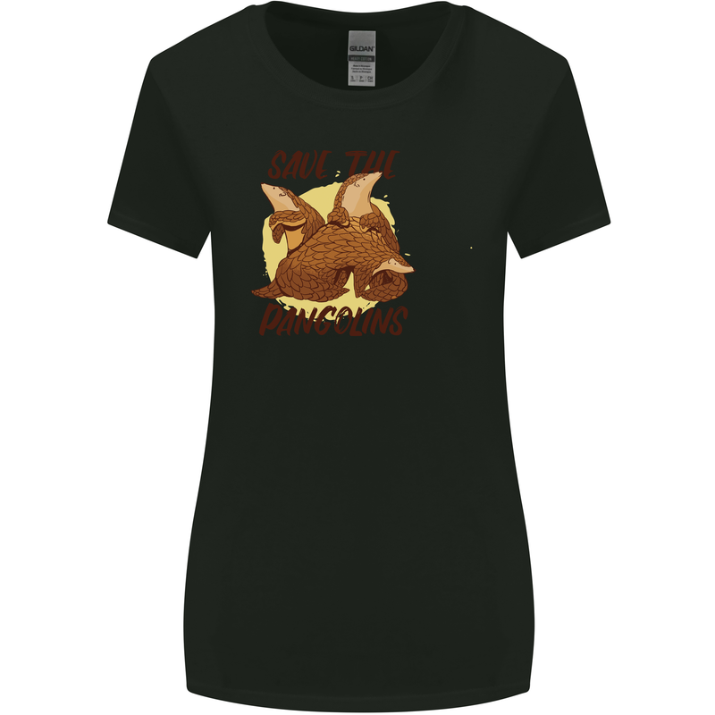 Save the Pagolins Environment Endangered Womens Wider Cut T-Shirt Black
