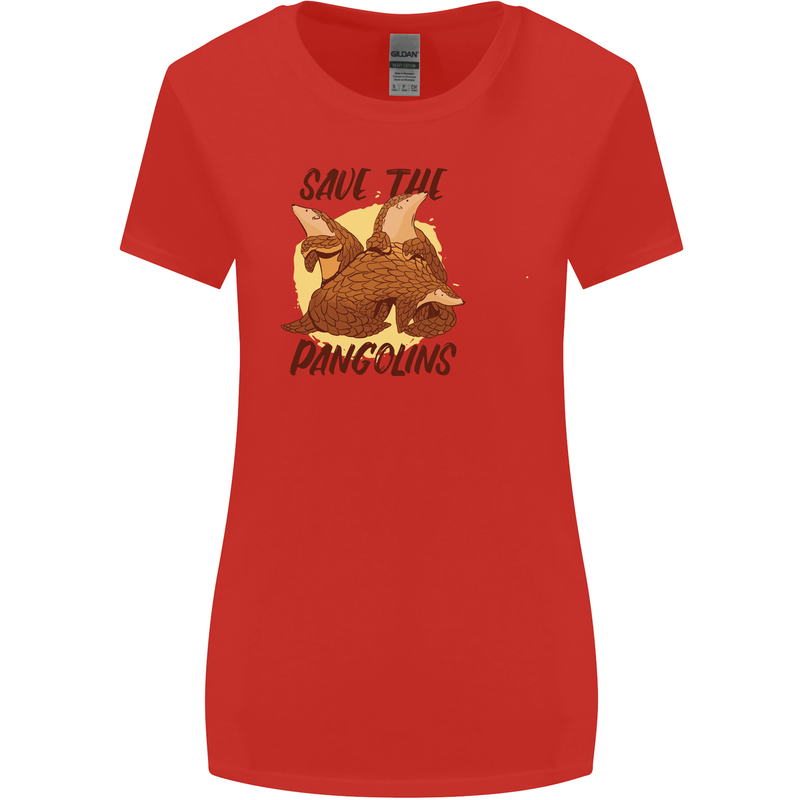 Save the Pagolins Environment Endangered Womens Wider Cut T-Shirt Red
