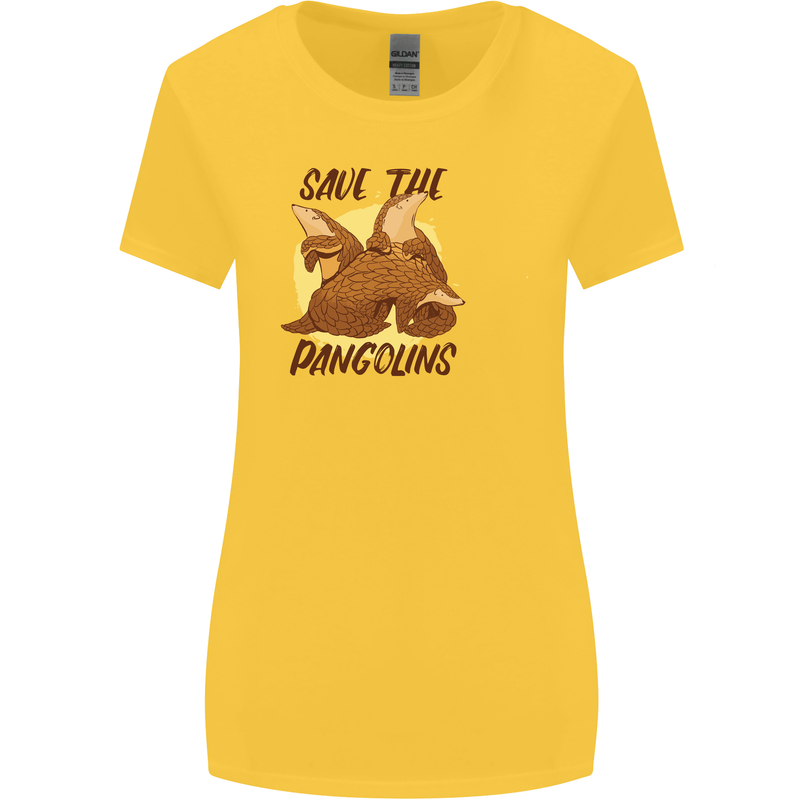 Save the Pagolins Environment Endangered Womens Wider Cut T-Shirt Yellow