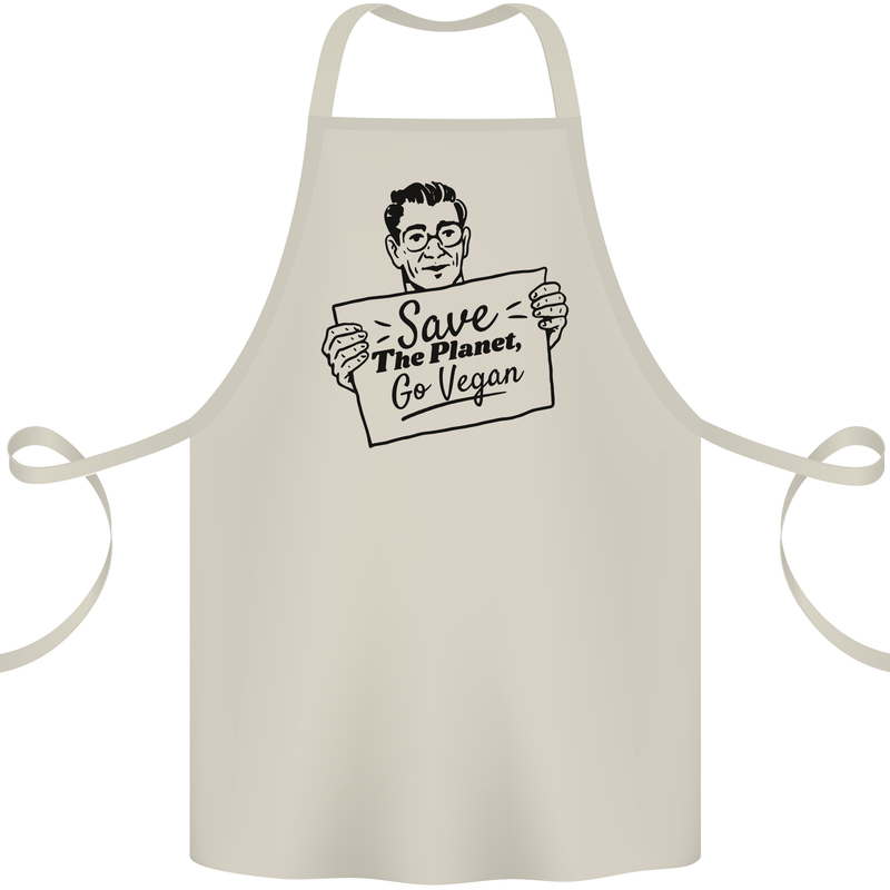 Save the Planet Go Vegan Global Warming Cotton Apron 100% Organic Natural