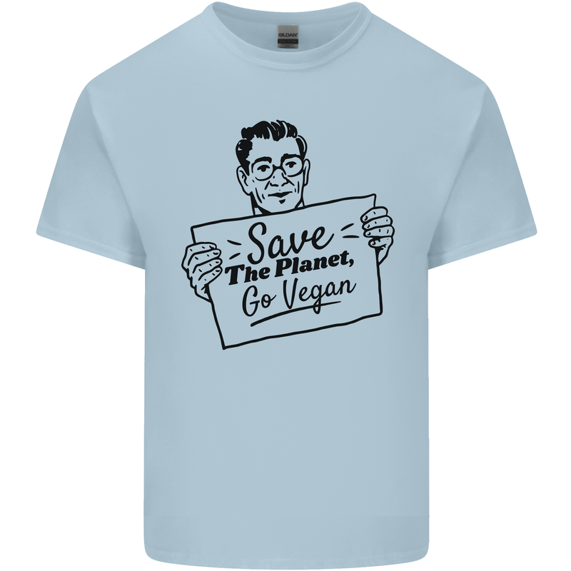 Save the Planet Go Vegan Global Warming Kids T-Shirt Childrens Light Blue