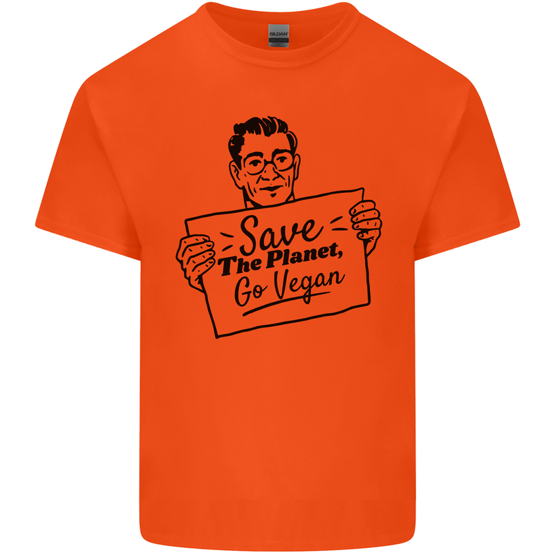 Save the Planet Go Vegan Global Warming Kids T-Shirt Childrens Orange