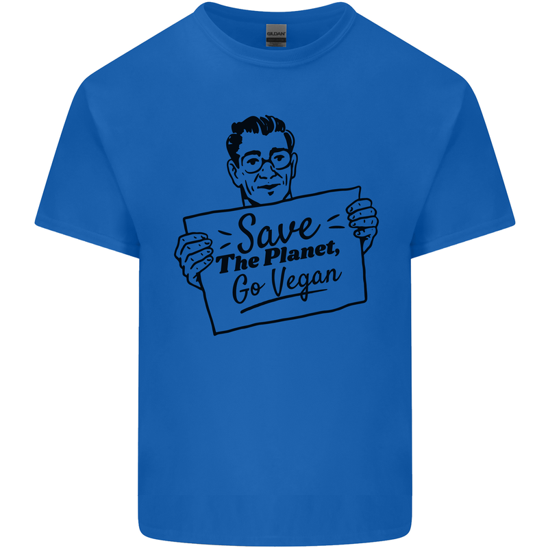 Save the Planet Go Vegan Global Warming Kids T-Shirt Childrens Royal Blue