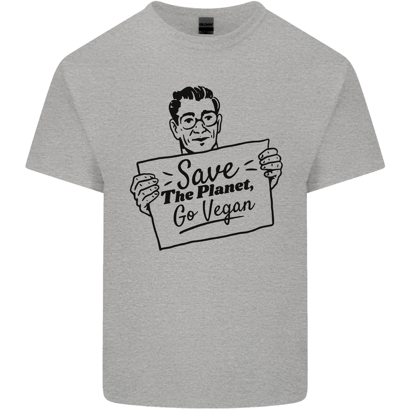 Save the Planet Go Vegan Global Warming Kids T-Shirt Childrens Sports Grey