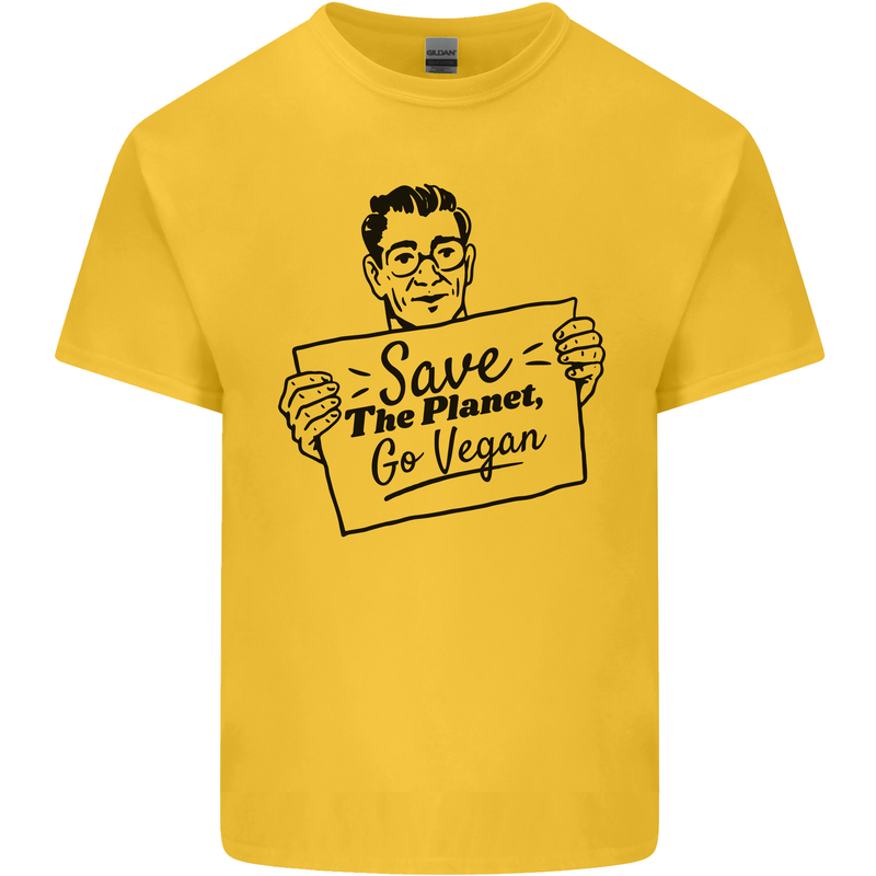 Save the Planet Go Vegan Global Warming Kids T-Shirt Childrens Yellow