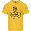 Save the Planet Go Vegan Global Warming Mens Cotton T-Shirt Tee Top Yellow