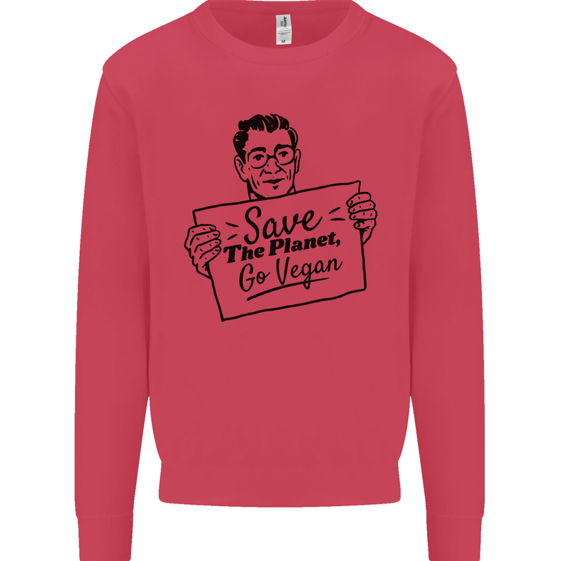 Save the Planet Go Vegan Global Warming Mens Sweatshirt Jumper Heliconia