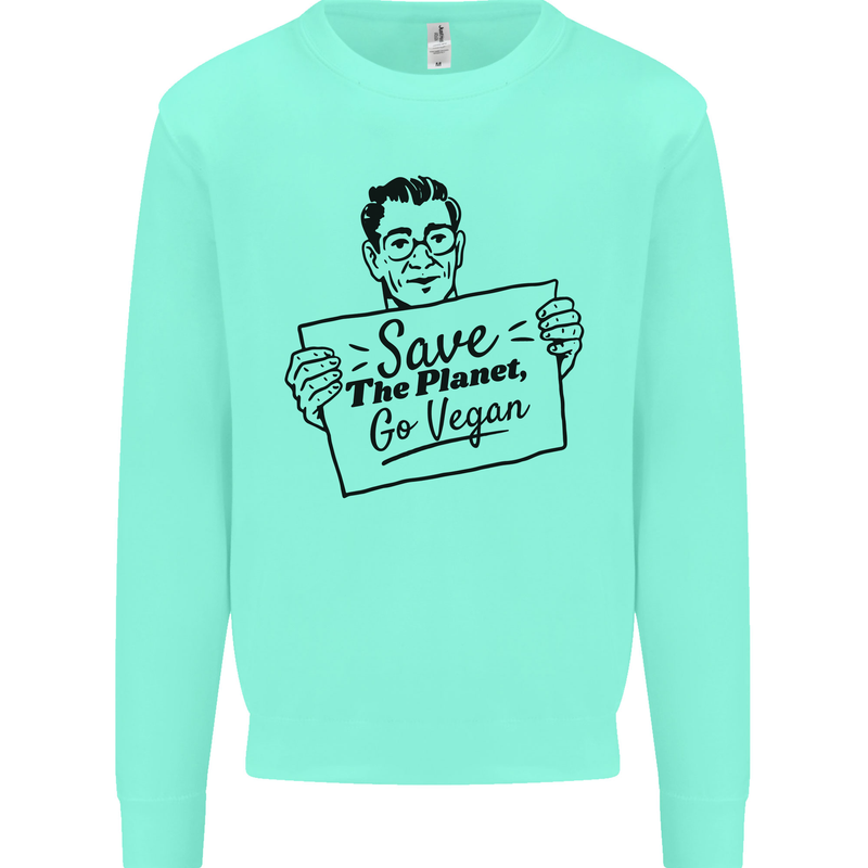 Save the Planet Go Vegan Global Warming Mens Sweatshirt Jumper Peppermint