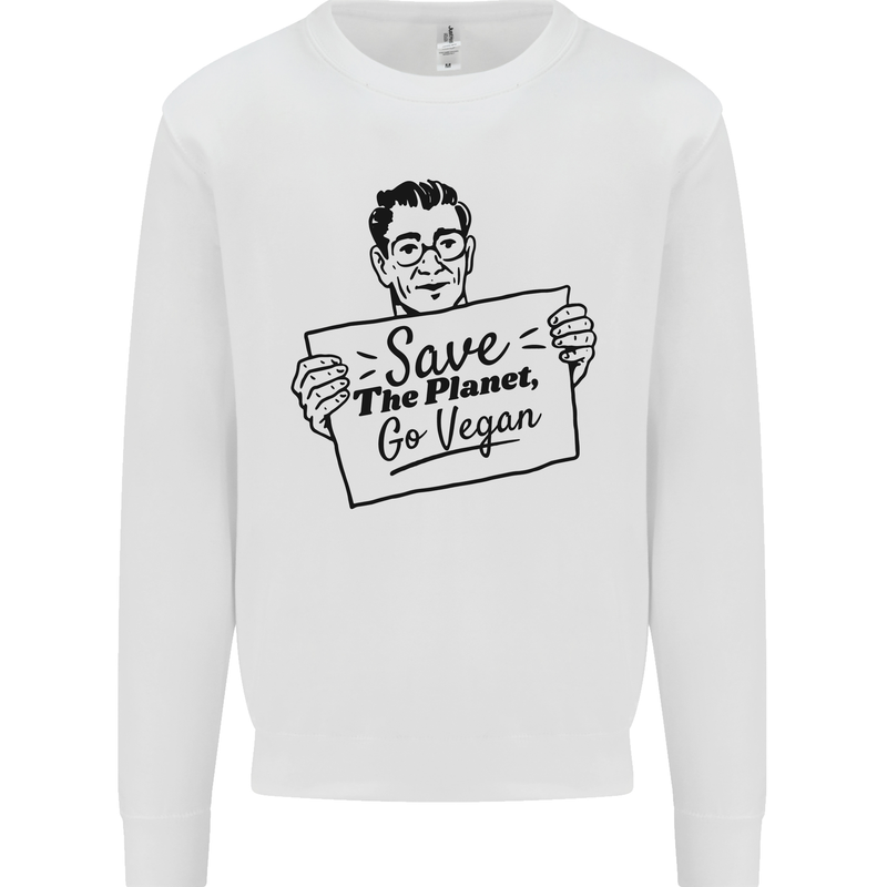 Save the Planet Go Vegan Global Warming Mens Sweatshirt Jumper White