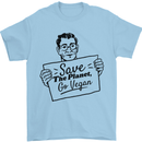 Save the Planet Go Vegan Global Warming Mens T-Shirt 100% Cotton Light Blue