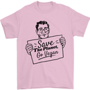 Save the Planet Go Vegan Global Warming Mens T-Shirt 100% Cotton Light Pink