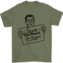 Save the Planet Go Vegan Global Warming Mens T-Shirt 100% Cotton Military Green