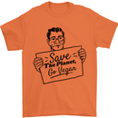 Save the Planet Go Vegan Global Warming Mens T-Shirt 100% Cotton Orange