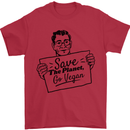 Save the Planet Go Vegan Global Warming Mens T-Shirt 100% Cotton Red