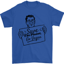 Save the Planet Go Vegan Global Warming Mens T-Shirt 100% Cotton Royal Blue