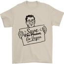 Save the Planet Go Vegan Global Warming Mens T-Shirt 100% Cotton Sand