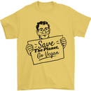 Save the Planet Go Vegan Global Warming Mens T-Shirt 100% Cotton Yellow