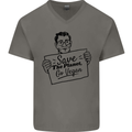 Save the Planet Go Vegan Global Warming Mens V-Neck Cotton T-Shirt Charcoal