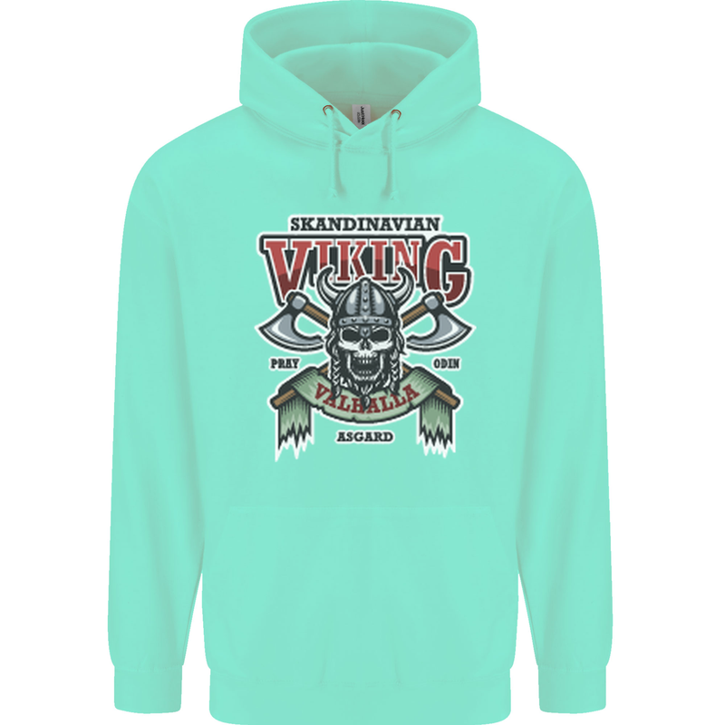 Scandinavian Viking Valhalla Odin Norse God Childrens Kids Hoodie Peppermint