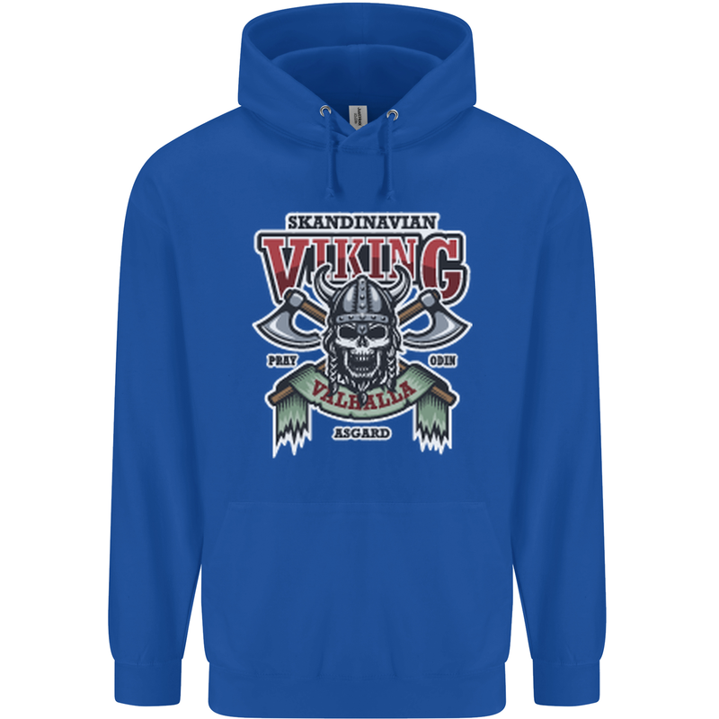 Scandinavian Viking Valhalla Odin Norse God Childrens Kids Hoodie Royal Blue