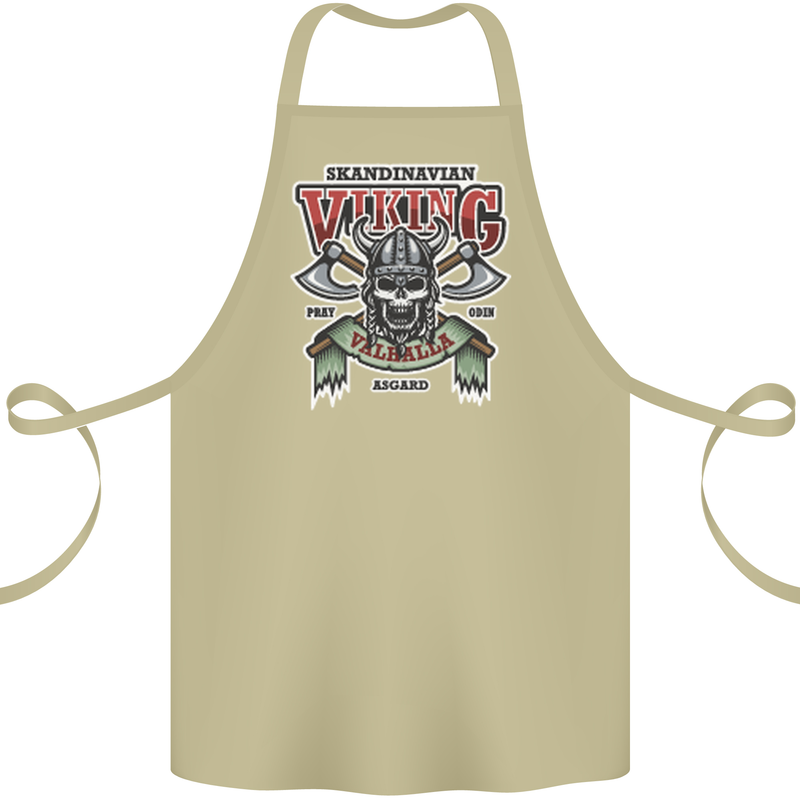 Scandinavian Viking Valhalla Odin Norse God Cotton Apron 100% Organic Khaki