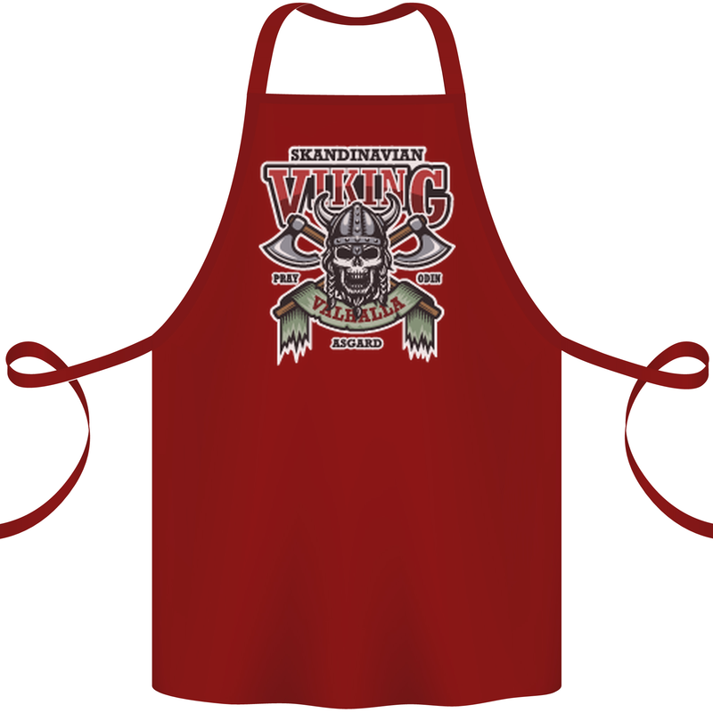 Scandinavian Viking Valhalla Odin Norse God Cotton Apron 100% Organic Maroon