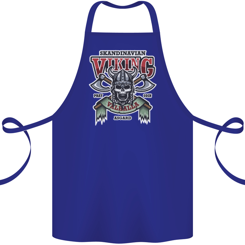 Scandinavian Viking Valhalla Odin Norse God Cotton Apron 100% Organic Royal Blue
