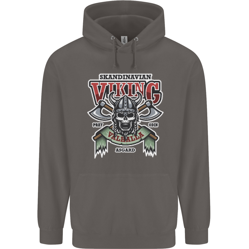 Scandinavian Viking Valhalla Odin Norse God Mens 80% Cotton Hoodie Charcoal