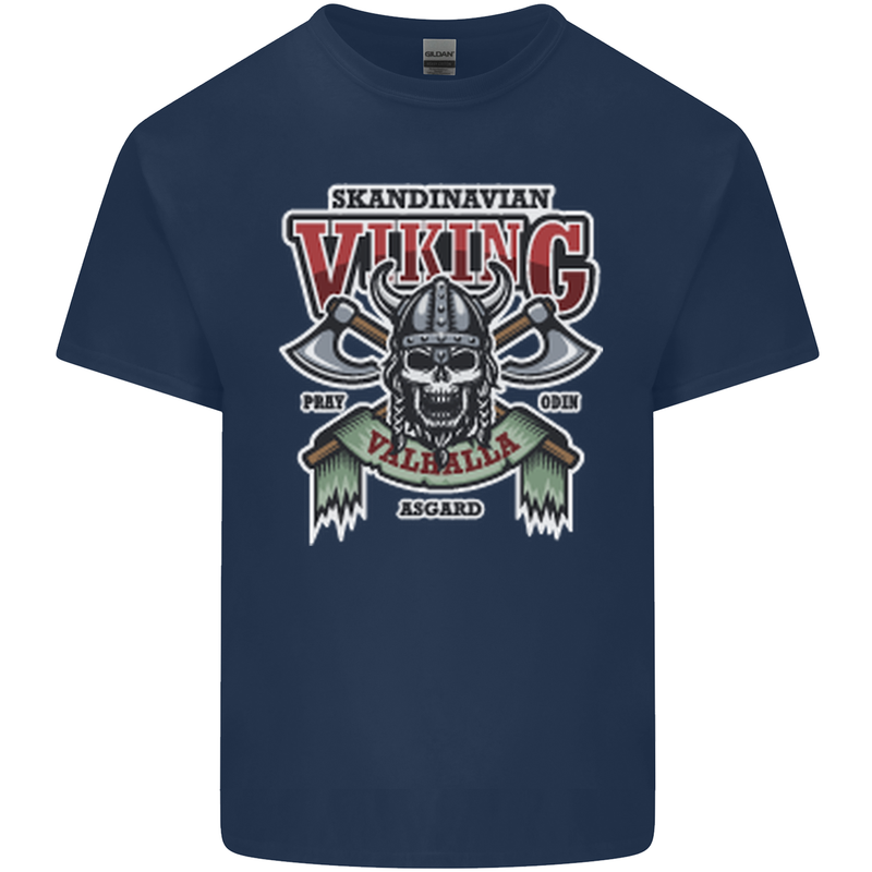 Scandinavian Viking Valhalla Odin Norse God Mens Cotton T-Shirt Tee Top Navy Blue