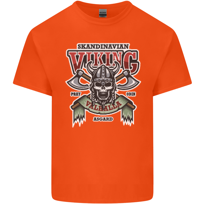 Scandinavian Viking Valhalla Odin Norse God Mens Cotton T-Shirt Tee Top Orange