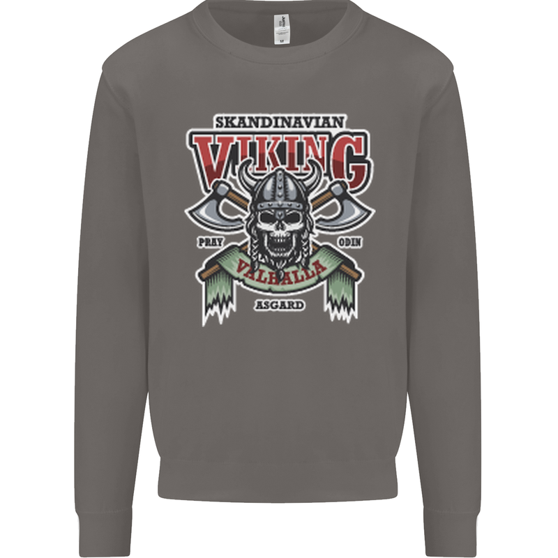 Scandinavian Viking Valhalla Odin Norse God Mens Sweatshirt Jumper Charcoal