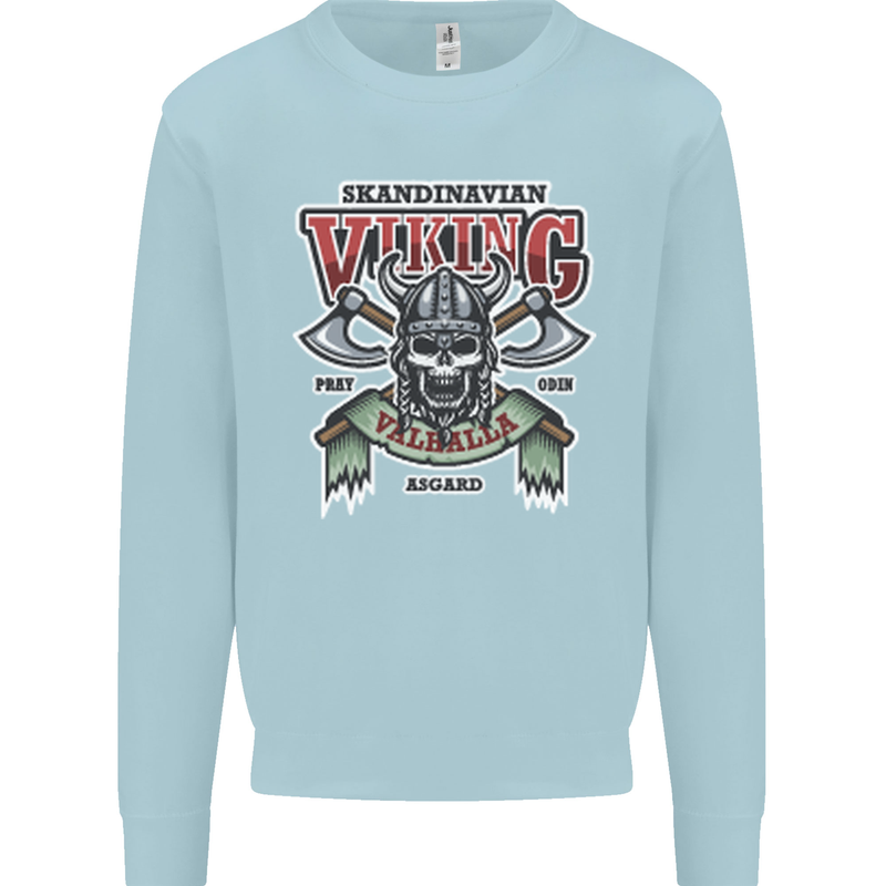 Scandinavian Viking Valhalla Odin Norse God Mens Sweatshirt Jumper Light Blue