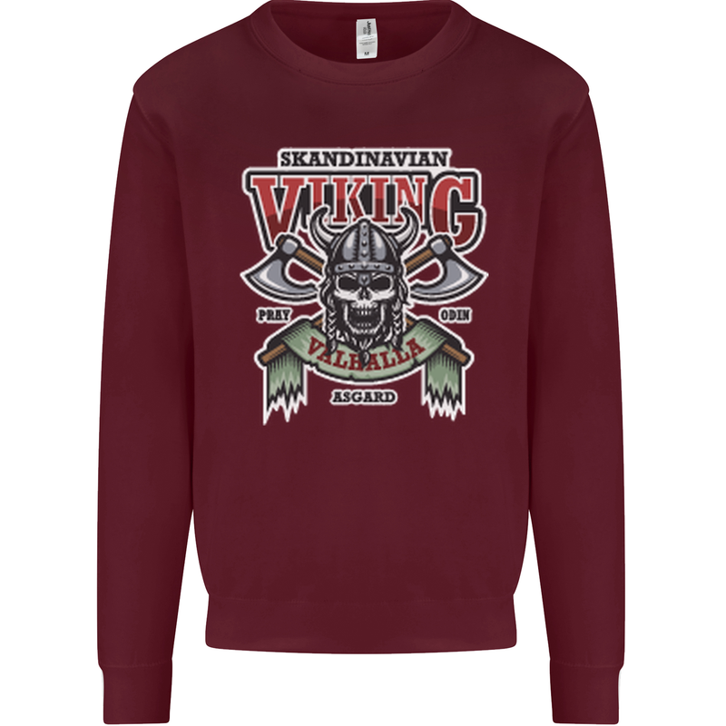 Scandinavian Viking Valhalla Odin Norse God Mens Sweatshirt Jumper Maroon