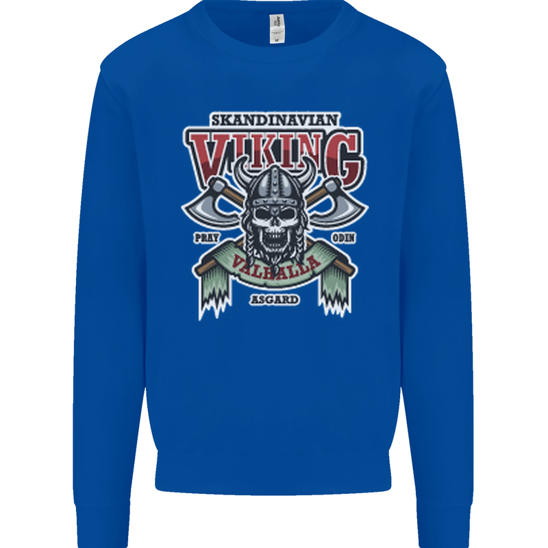 Scandinavian Viking Valhalla Odin Norse God Mens Sweatshirt Jumper Royal Blue