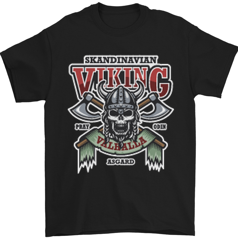 Scandinavian Viking Valhalla Odin Norse God Mens T-Shirt Cotton Gildan Black