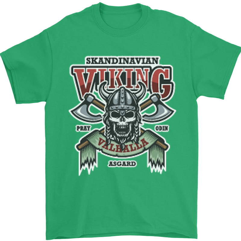 Scandinavian Viking Valhalla Odin Norse God Mens T-Shirt Cotton Gildan Irish Green