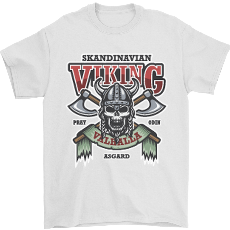 Scandinavian Viking Valhalla Odin Norse God Mens T-Shirt Cotton Gildan White
