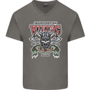 Scandinavian Viking Valhalla Odin Norse God Mens V-Neck Cotton T-Shirt Charcoal