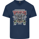 Scandinavian Viking Valhalla Odin Norse God Mens V-Neck Cotton T-Shirt Navy Blue