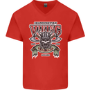 Scandinavian Viking Valhalla Odin Norse God Mens V-Neck Cotton T-Shirt Red