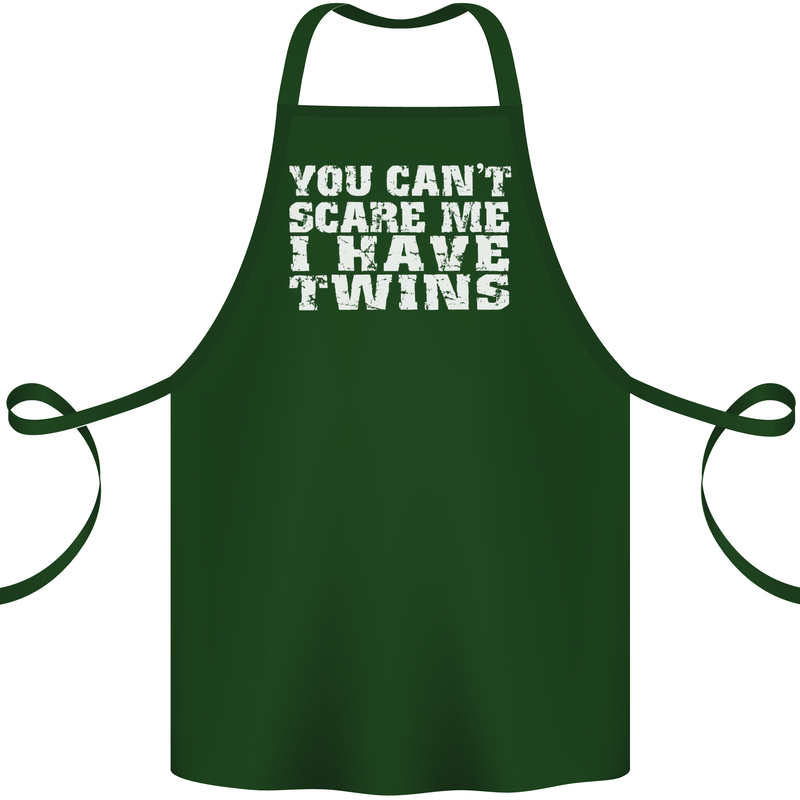 Scare Me I Have Twins Father's Day Mother's Cotton Apron 100% Organic Forest Green