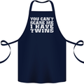 Scare Me I Have Twins Father's Day Mother's Cotton Apron 100% Organic Navy Blue
