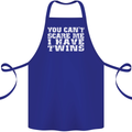 Scare Me I Have Twins Father's Day Mother's Cotton Apron 100% Organic Royal Blue