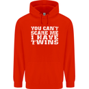 Scare Me I Have Twins Father's Day Mother's Mens 80% Cotton Hoodie Bright Red