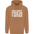 Scare Me I Have Twins Father's Day Mother's Mens 80% Cotton Hoodie Caramel Latte