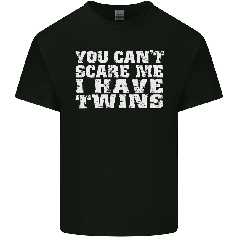 Scare Me I Have Twins Father's Day Mother's Mens Cotton T-Shirt Tee Top Black
