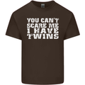 Scare Me I Have Twins Father's Day Mother's Mens Cotton T-Shirt Tee Top Dark Chocolate