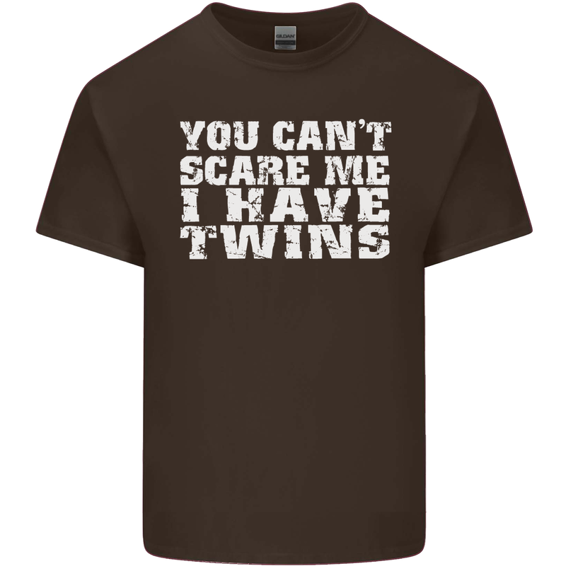 Scare Me I Have Twins Father's Day Mother's Mens Cotton T-Shirt Tee Top Dark Chocolate