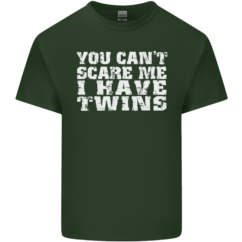 Scare Me I Have Twins Father's Day Mother's Mens Cotton T-Shirt Tee Top Forest Green